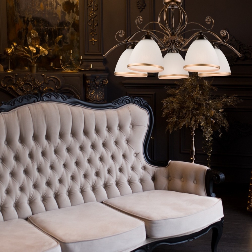 Kædeophængt lysekrone RETRO II 5xE27/60W/230V, sort patina