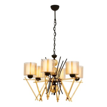 Kædeophængt lysekrone VARANA 6xE27/40W/230V sort/guld