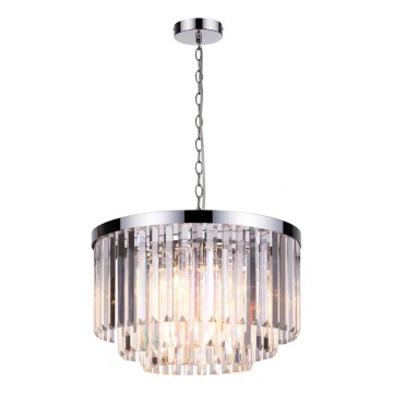 Kædeophængt lysekrone VETRO 5xE14/60W/230V, blank krom