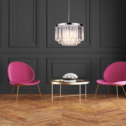 Kædeophængt lysekrone VETRO 5xE14/60W/230V, blank krom