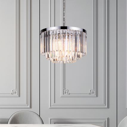 Kædeophængt lysekrone VETRO 5xE14/60W/230V, blank krom