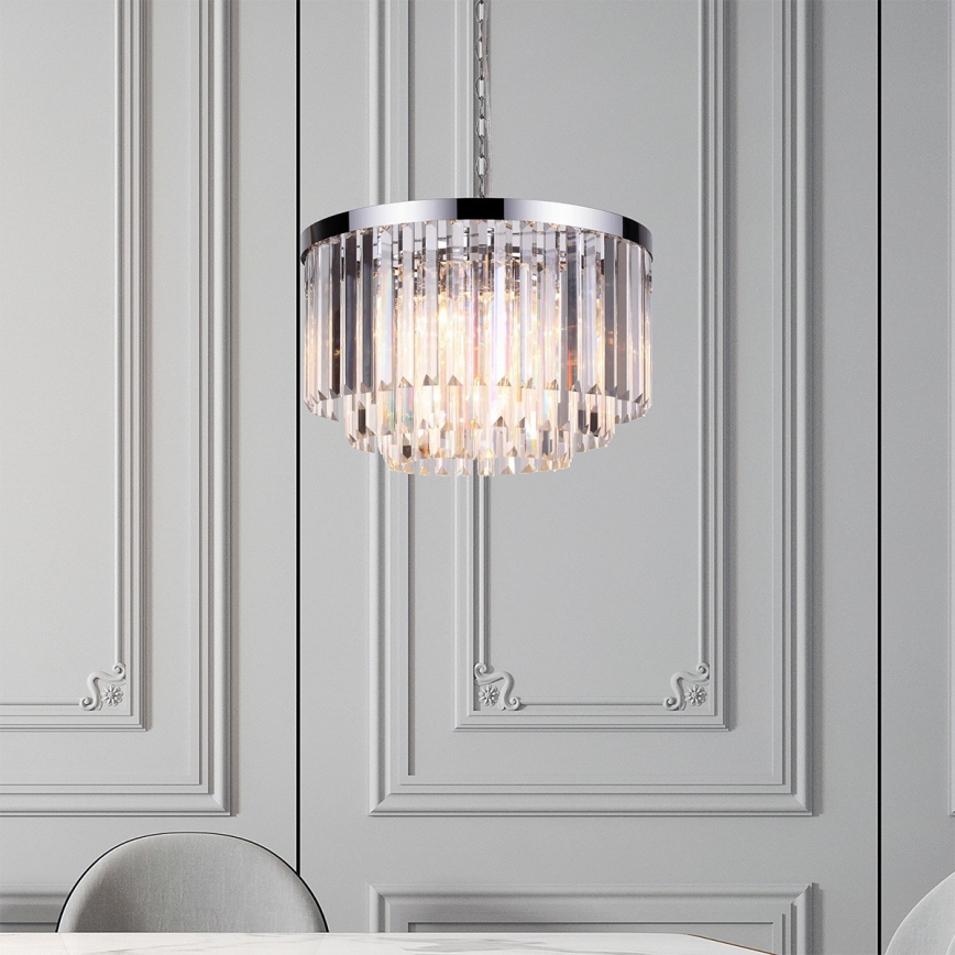 Kædeophængt lysekrone VETRO 5xE14/60W/230V, blank krom