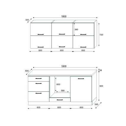 Køkkenblok ELISE 180 cm, grafit