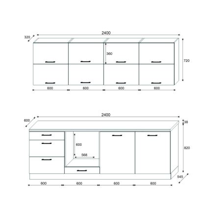 Køkkenblok ELISE 240 cm grafit