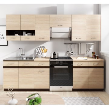 Køkkenblok VALERIA 240 cm brun/sonoma-eg