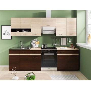 Køkkenblok VALERIA 240 cm sonoma-eg/brun