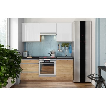 Køkkenbord MARINA 180 cm eg craft/blank hvid