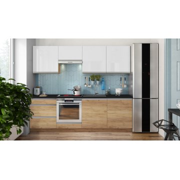 Køkkenbord MARINA 240 cm eg craft/glans hvid