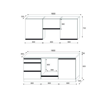 Køkkenmodul MARINA 180 cm, eg Craft
