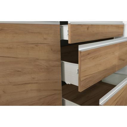 Køkkenmodul MARINA 240 cm craft-eg/højglans hvid