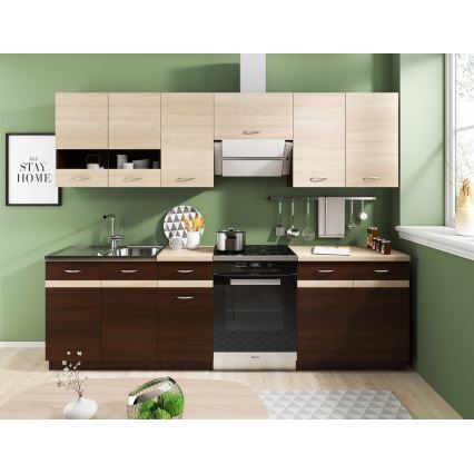 Køkkenmodul VALERIA 240 cm i sonoma-eg/brun