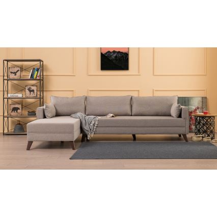 L-formet hjørnesofa KORFU, cremefarvet, venstrevendt
