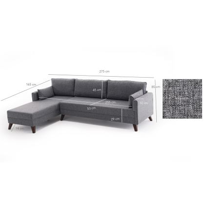 L-formet hjørnesofa KORFU, grå, venstrevendt