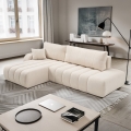 L-formet hjørnesofa med sovefunktion og opbevaringsrum DESIO, venstrevendt, beige