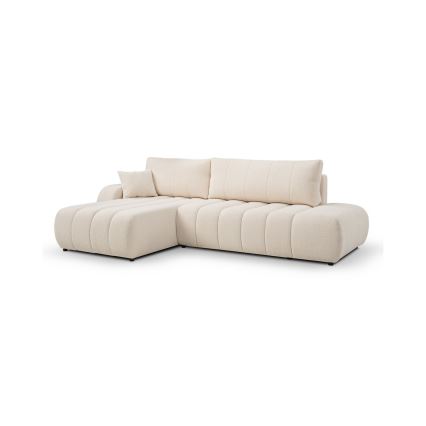 L-formet hjørnesofa med sovefunktion og opbevaringsrum DESIO, venstrevendt, beige
