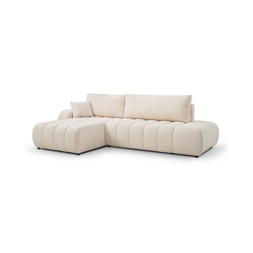 L-formet hjørnesofa med sovefunktion og opbevaringsrum DESIO, venstrevendt, beige