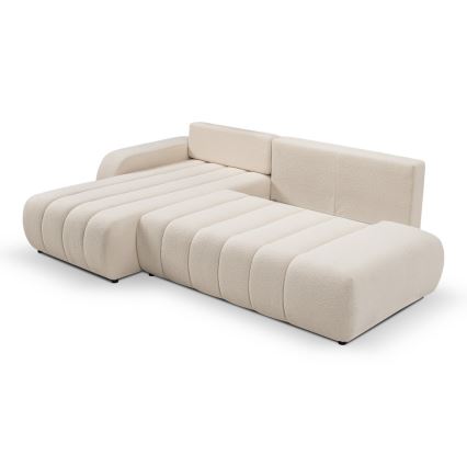 L-formet hjørnesofa med sovefunktion og opbevaringsrum DESIO, venstrevendt, beige
