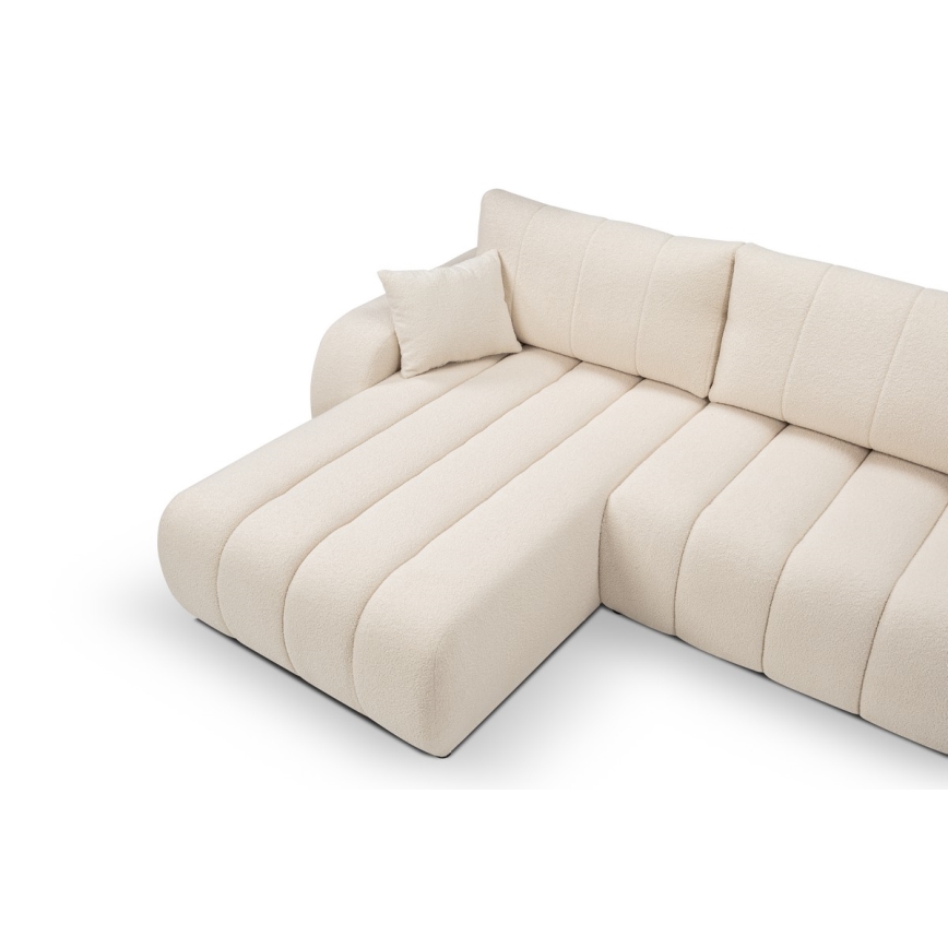 L-formet hjørnesofa med sovefunktion og opbevaringsrum DESIO, venstrevendt, beige