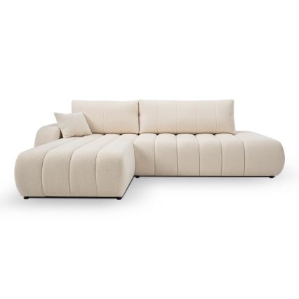 L-formet hjørnesofa med sovefunktion og opbevaringsrum DESIO, venstrevendt, beige