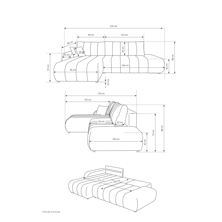 L-formet hjørnesofa med sovefunktion og opbevaringsrum DESIO, venstrevendt, beige
