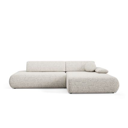 L-formet højrevendt hjørnesofa med sovefunktion og opbevaringsrum PRATO, beige