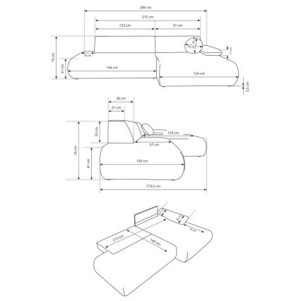 L-formet højrevendt hjørnesofa med sovefunktion og opbevaringsrum PRATO, beige