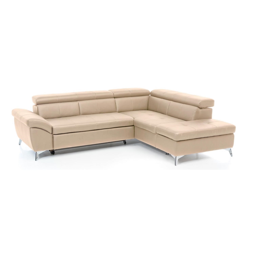L-formet loungemøbel foldefunktion læder SALERNO II højre beige