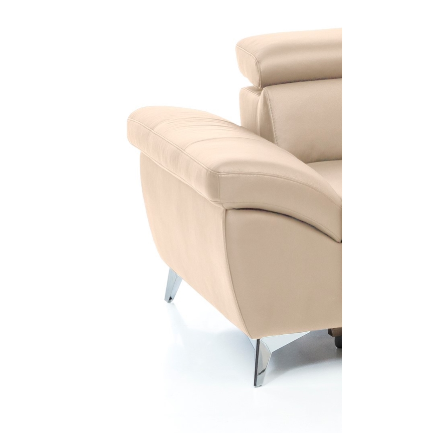 L-formet loungemøbel foldefunktion læder SALERNO II højre beige