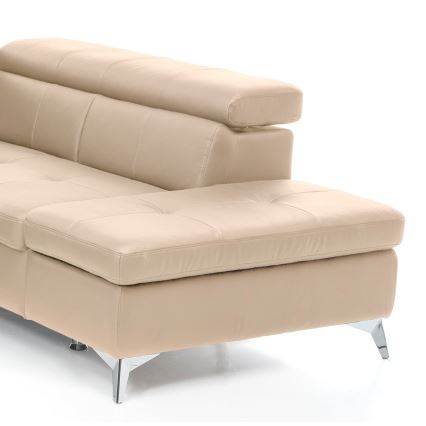 L-formet loungemøbel foldefunktion læder SALERNO II højre beige