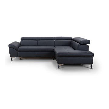 L-formet loungemøbel foldefunktion læder SALERNO II højre sort
