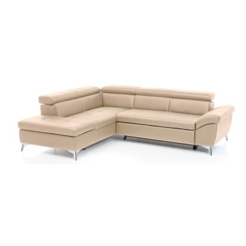 L-formet loungemøbel foldefunktion læder SALERNO II venstre beige