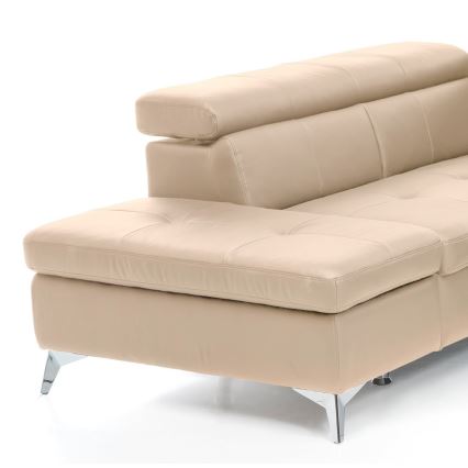 L-formet loungemøbel foldefunktion læder SALERNO II venstre beige