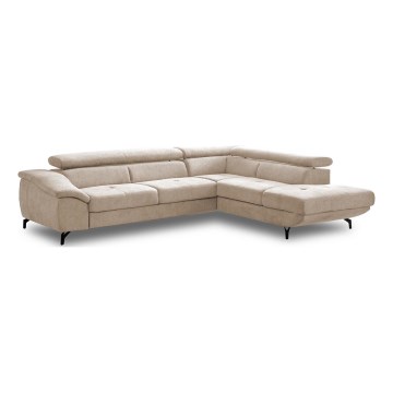 L-formet loungemøbel m. opbevaringsplads foldbar BRESCIA højre beige