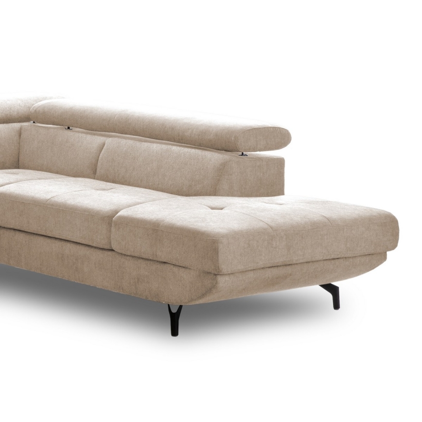 L-formet loungemøbel m. opbevaringsplads foldbar BRESCIA højre beige