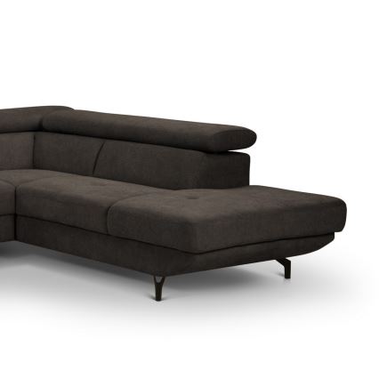 L-formet loungemøbel m. opbevaringsplads foldbar BRESCIA højre brun
