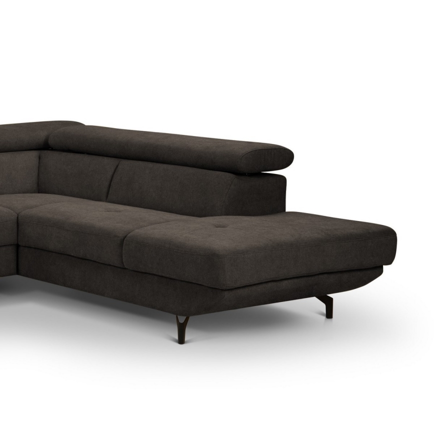 L-formet loungemøbel m. opbevaringsplads foldbar BRESCIA højre brun