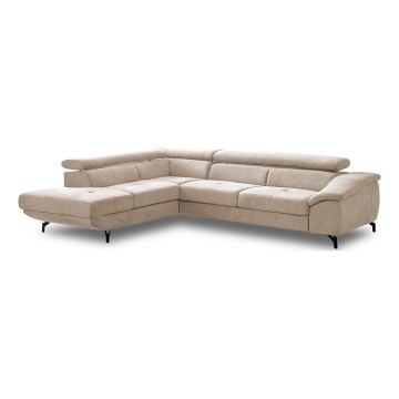L-formet loungemøbel m. opbevaringsplads foldbar BRESCIA venstre beige