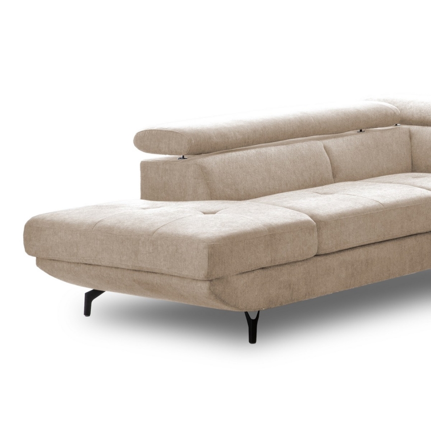 L-formet loungemøbel m. opbevaringsplads foldbar BRESCIA venstre beige