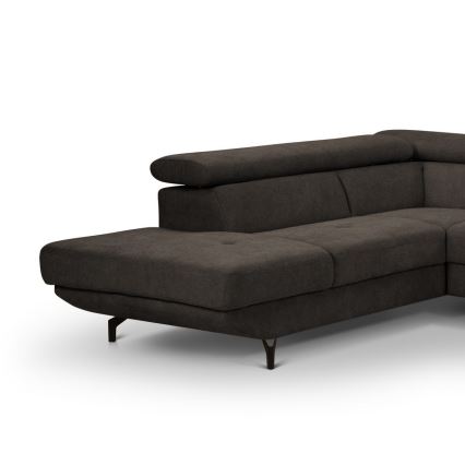 L-formet loungemøbel m. opbevaringsplads foldbar BRESCIA venstre brun