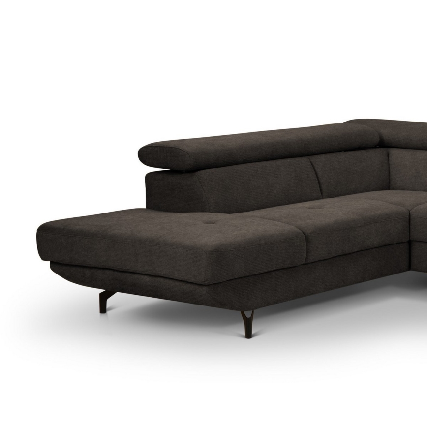 L-formet loungemøbel m. opbevaringsplads foldbar BRESCIA venstre brun