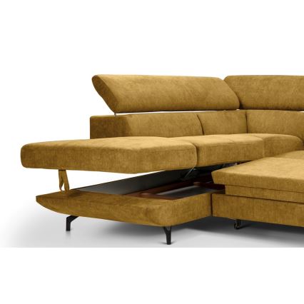 L-formet loungemøbel m. opbevaringsplads foldbar BRESCIA venstre gul