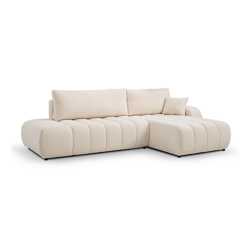 L-formet loungemøbel m. opbevaringsplads foldbar DESIO højre beige