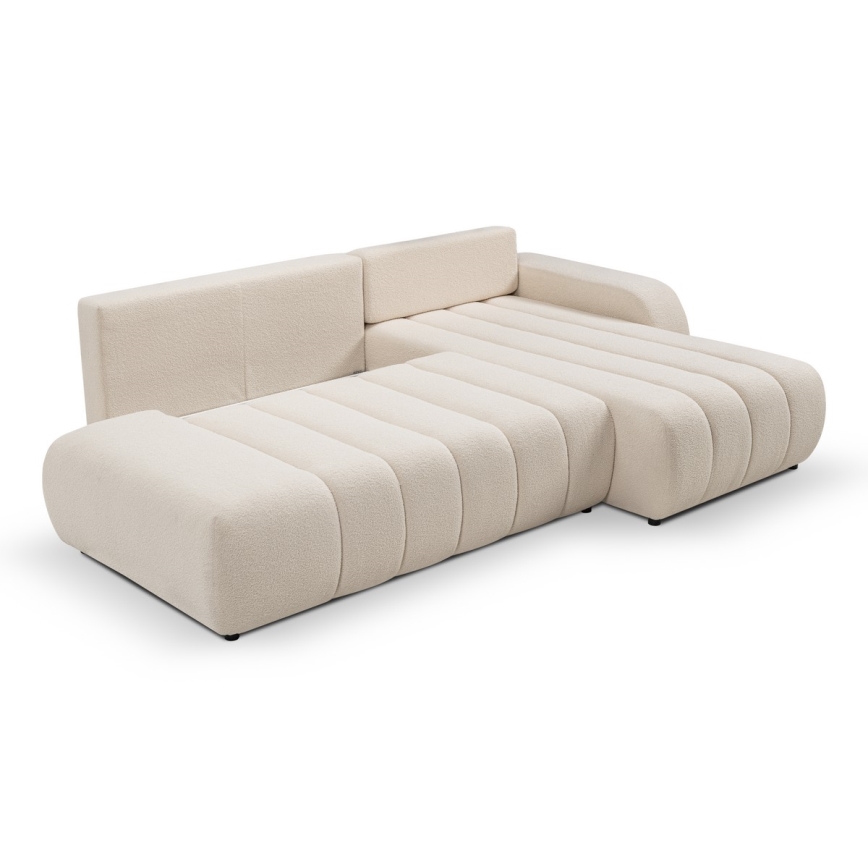 L-formet loungemøbel m. opbevaringsplads foldbar DESIO højre beige