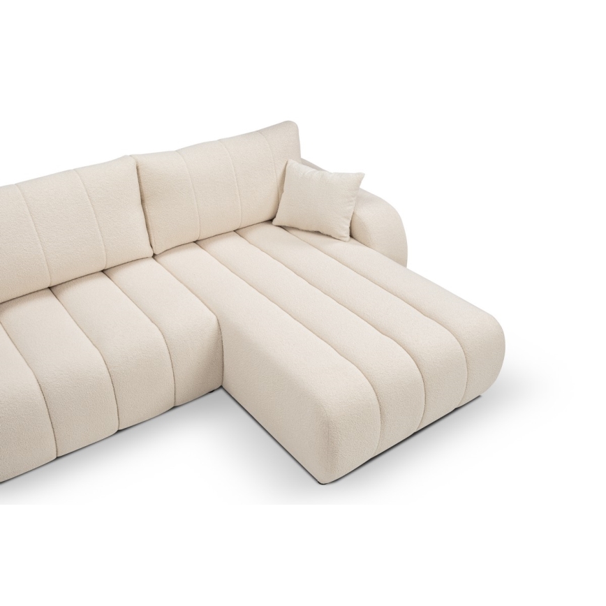 L-formet loungemøbel m. opbevaringsplads foldbar DESIO højre beige