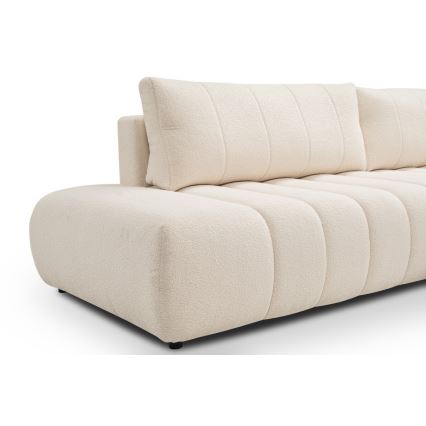 L-formet loungemøbel m. opbevaringsplads foldbar DESIO højre beige