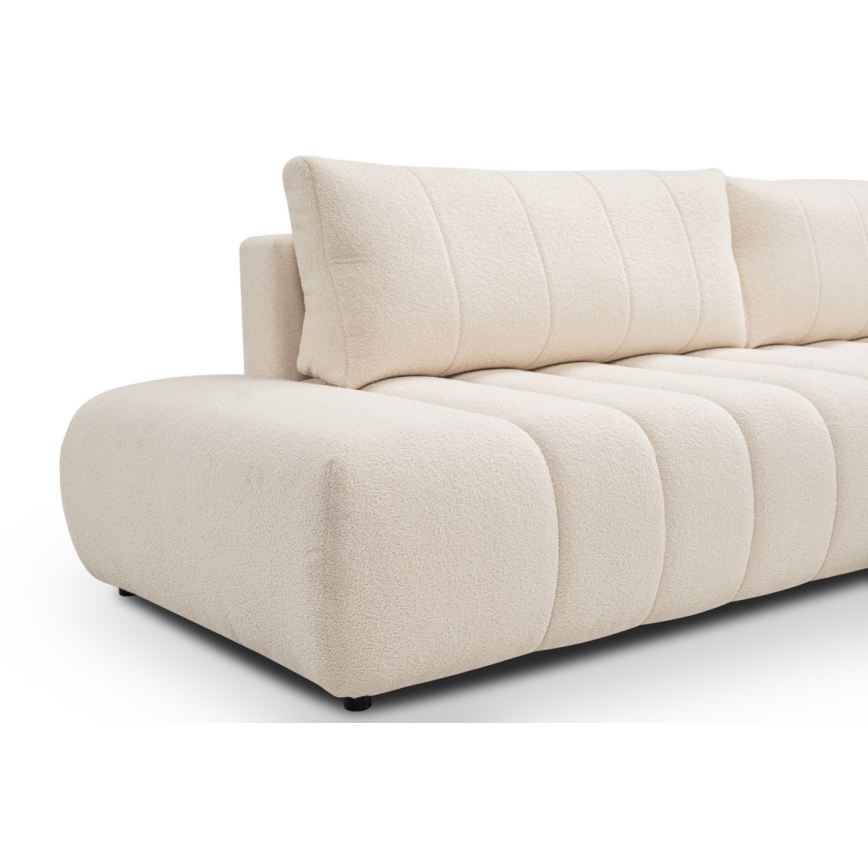 L-formet loungemøbel m. opbevaringsplads foldbar DESIO højre beige