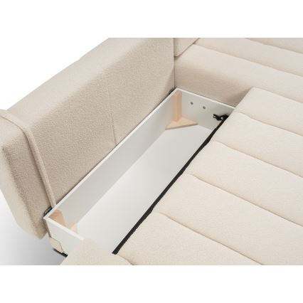 L-formet loungemøbel m. opbevaringsplads foldbar DESIO højre beige