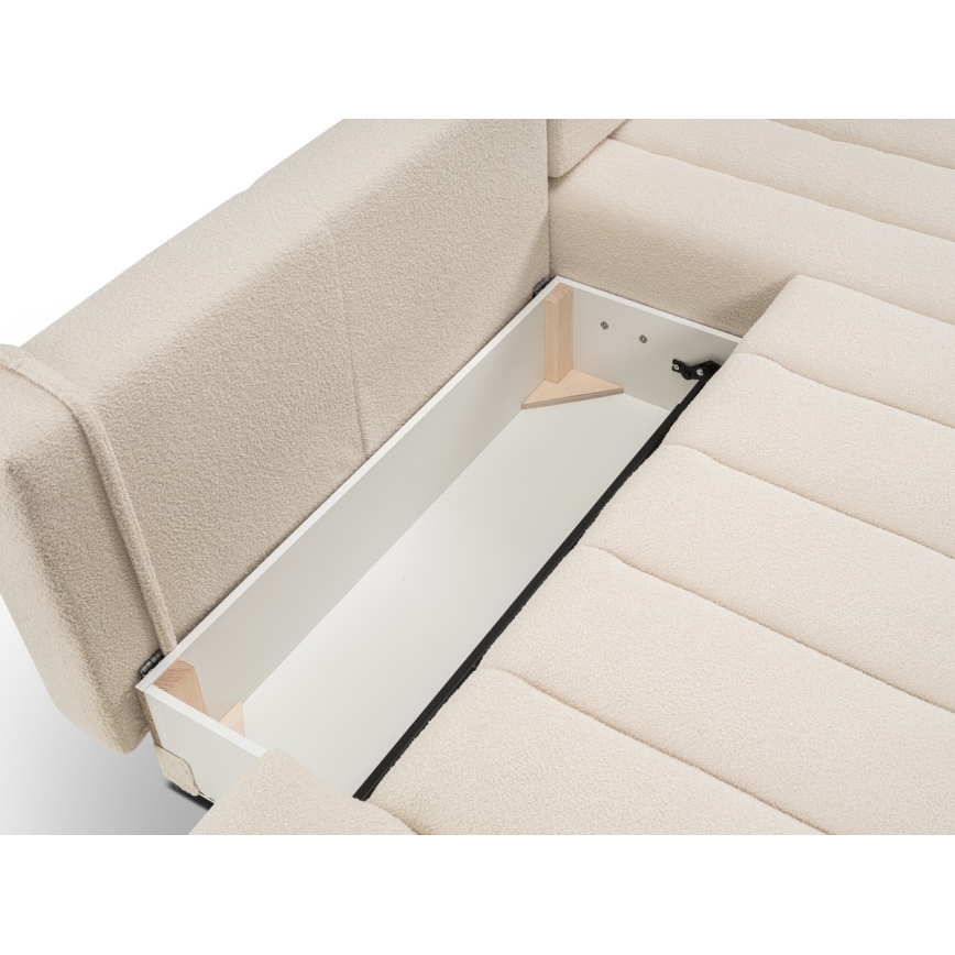 L-formet loungemøbel m. opbevaringsplads foldbar DESIO højre beige