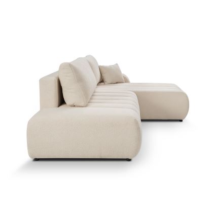 L-formet loungemøbel m. opbevaringsplads foldbar DESIO højre beige