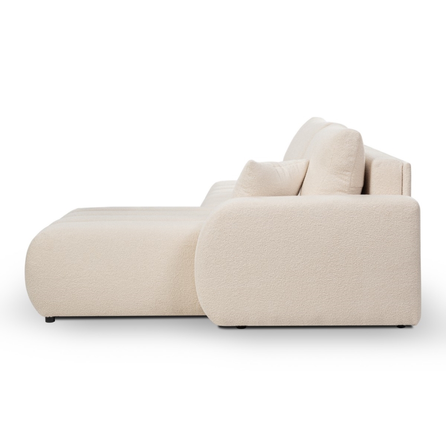 L-formet loungemøbel m. opbevaringsplads foldbar DESIO højre beige